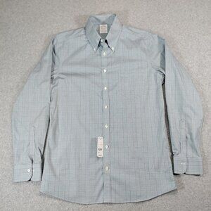 Brooks Brothers Shirt Mens 15.5-33 SOHO Fit Green Glen Plaid Long Sleeve Supima